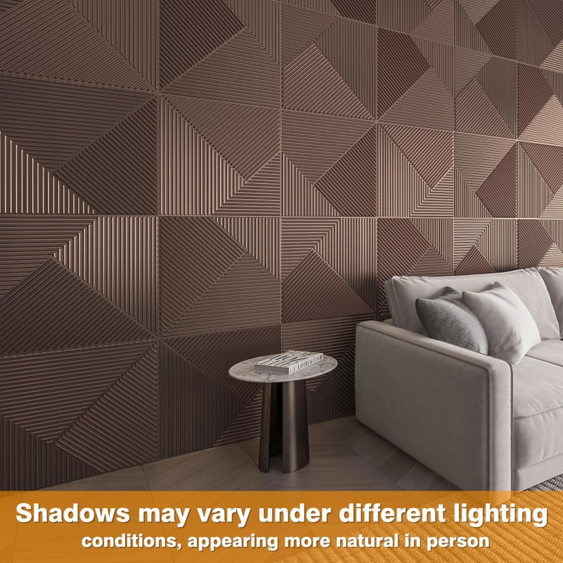 WOWSTAR 12-Pack 3D Wall Panels 19.7" x 19.7", Antique Copper Slat Wall Panels for Interior Wall Decor, Luxury Wall Covering for Living Room & Bedroom - Image 3