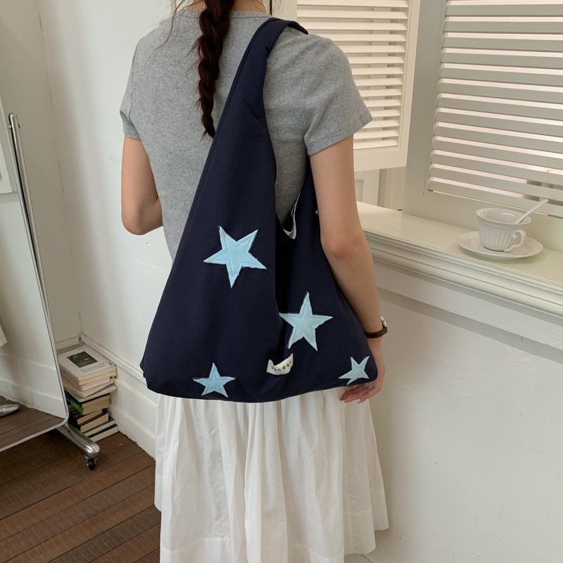 Fashionable Large Capacity Tote Bag with Star Pattern, Casual Shoulder/Crossbody Bag - Image 3