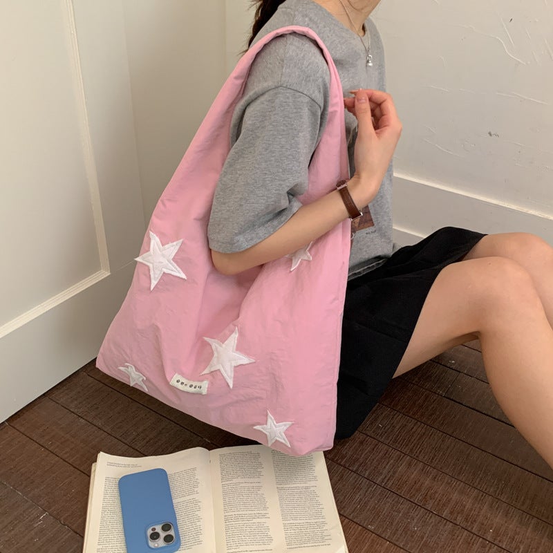 Fashionable Large Capacity Tote Bag with Star Pattern, Casual Shoulder/Crossbody Bag - Image 1