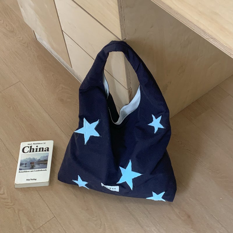 Fashionable Large Capacity Tote Bag with Star Pattern, Casual Shoulder/Crossbody Bag - Image 4