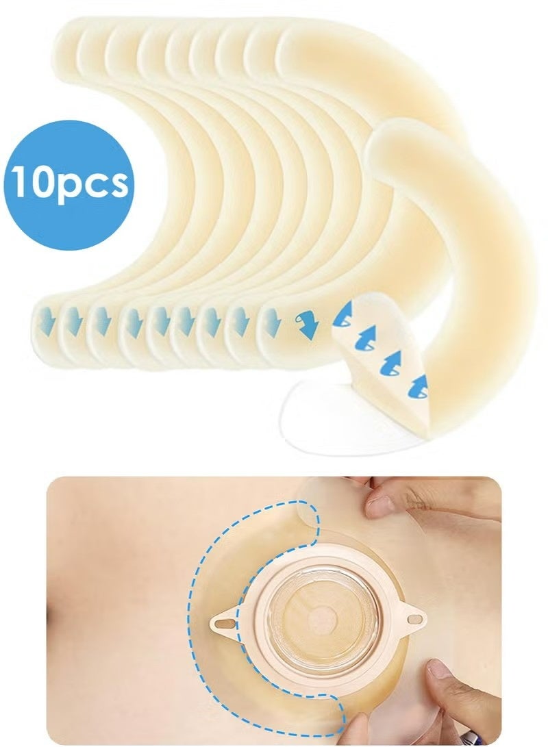 10 Pieces Ostomy Barrier Strips, Elastic Barrier Strips Adhesive Tape for Colostomy Bags, Skin Barrier Strips, Hydrocolloid Ostomy Extenders for Ileostomy Ostomy Bag to Stop Leaks - Image 1