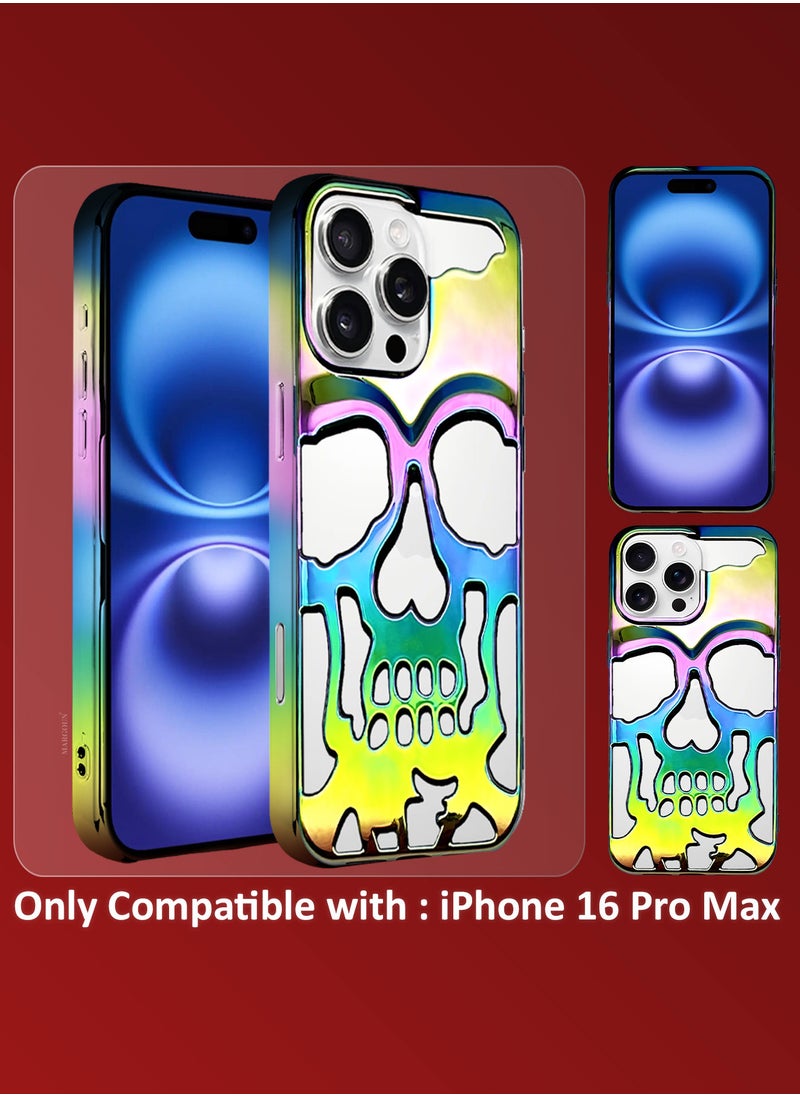 CATANES iPhone 16 Pro Max Case Cover Soft TPU and Glossy with Skull Design - Rainbow  - Image 5