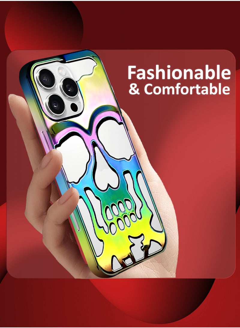 CATANES iPhone 16 Pro Max Case Cover Soft TPU and Glossy with Skull Design - Rainbow  - Image 4