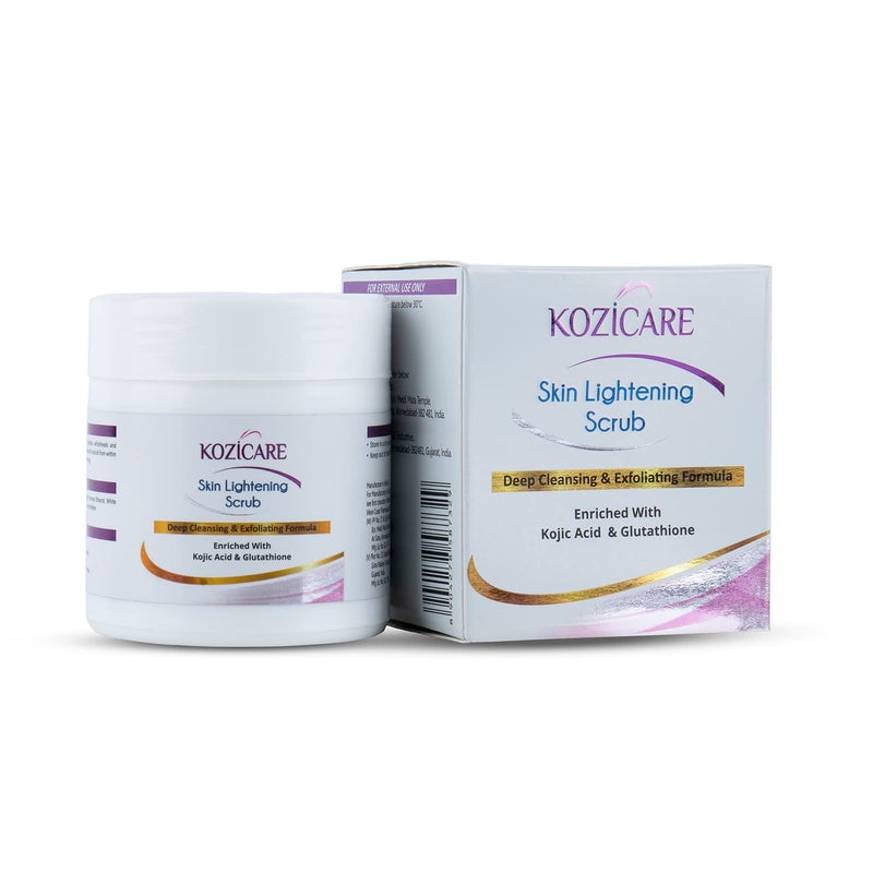 Kozicare Skin Lightening Scrub for Deep Cleansing & Exfoliating Formula | Enriched with 2% Kojic acid, 1% Glutathione| Helps in Cleaning Impurities, Hydrates skin, enhances glow, Cleanses Dirt, Impurities, Blackheads - 100 GM - Image 5