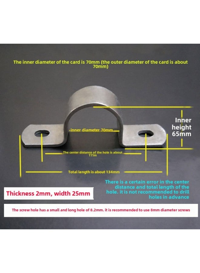 Galvanized Thickened Half-Side Pipe Clip Holding Hoop Saddle Card Riding Horse Card Water Pipe Card Single Side Card-Specification Model:70mm (can Be Used For Pipes With Outer Diameter 70mm, Screw Holes 8.3*10 Oval Holes) - Image 1