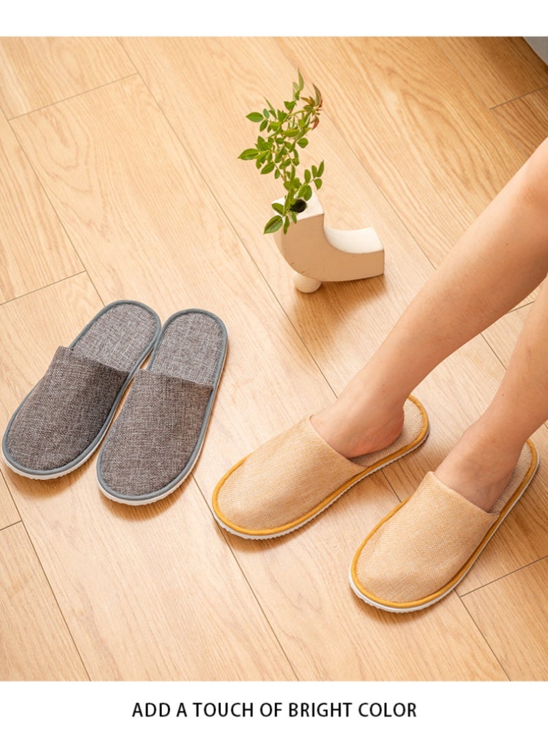 أروى 10 أزواج شبشب سبا عدم الانزلاق المتاح النعال ، متعدد الألوان الكتان النعال للضيف قابل للغسل قابلة لإعادة الاستخدام ، مغلقة اصبع القدم السائبة للمنزل بدون حذاء - Image 3