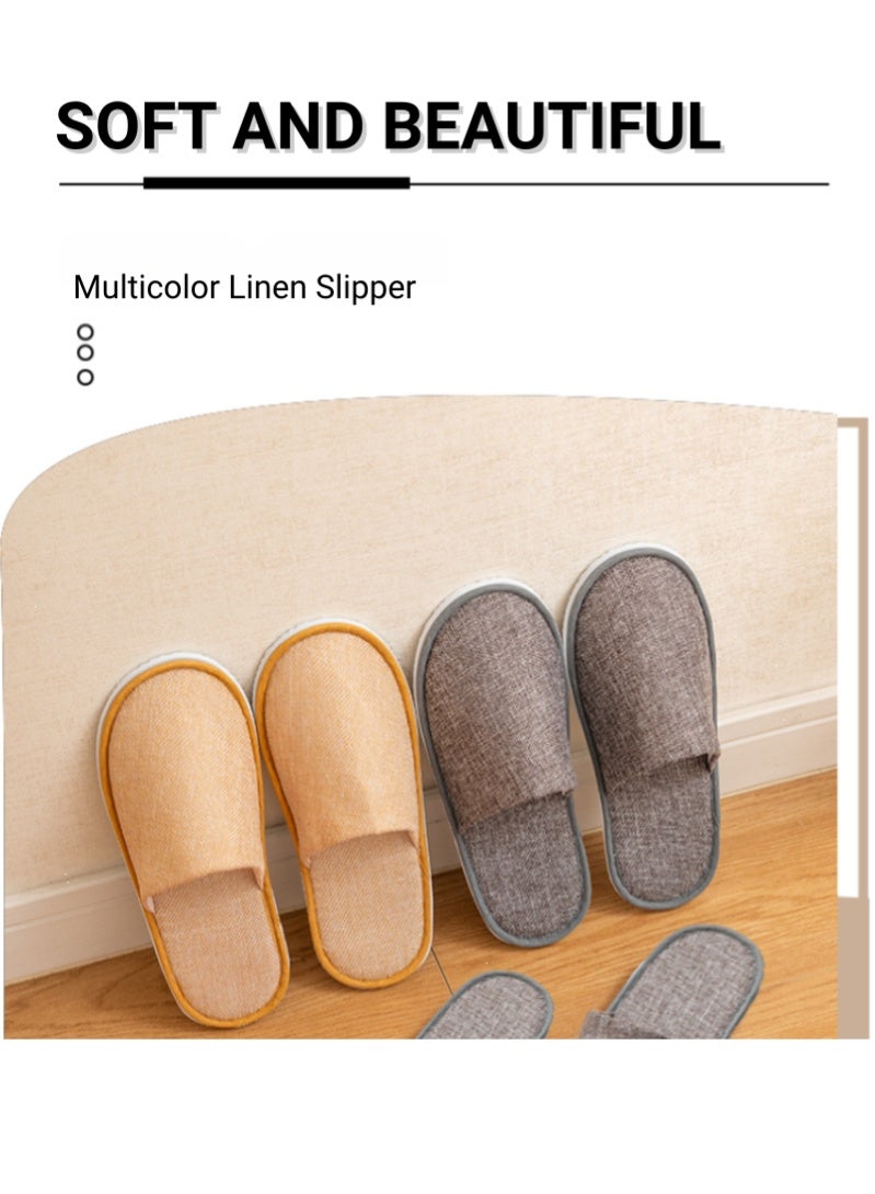 أروى 10 أزواج شبشب سبا عدم الانزلاق المتاح النعال ، متعدد الألوان الكتان النعال للضيف قابل للغسل قابلة لإعادة الاستخدام ، مغلقة اصبع القدم السائبة للمنزل بدون حذاء - Image 4