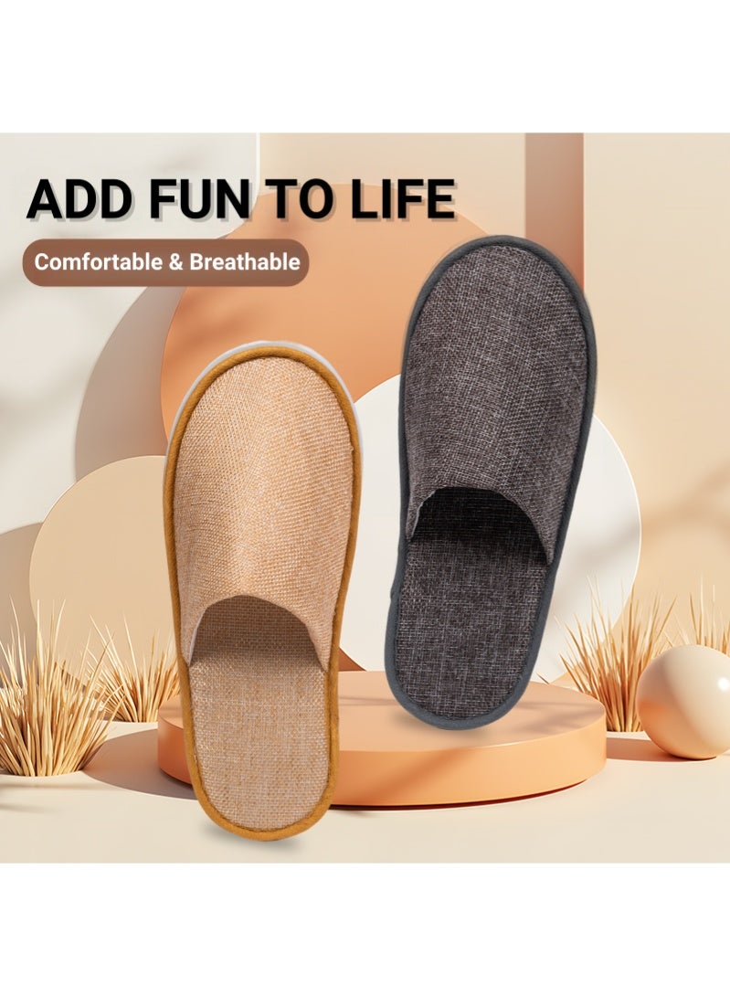 أروى 10 أزواج شبشب سبا عدم الانزلاق المتاح النعال ، متعدد الألوان الكتان النعال للضيف قابل للغسل قابلة لإعادة الاستخدام ، مغلقة اصبع القدم السائبة للمنزل بدون حذاء - Image 2