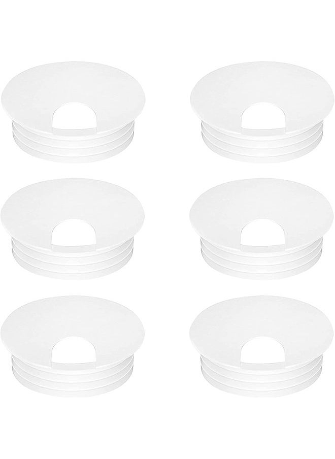Oasisgalore - 2 Inch 6 Pcs Desk Grommets Kit, White Hole Covers, Plastic Grommet for Wiring, Cable, Cord, Furniture - Image 1