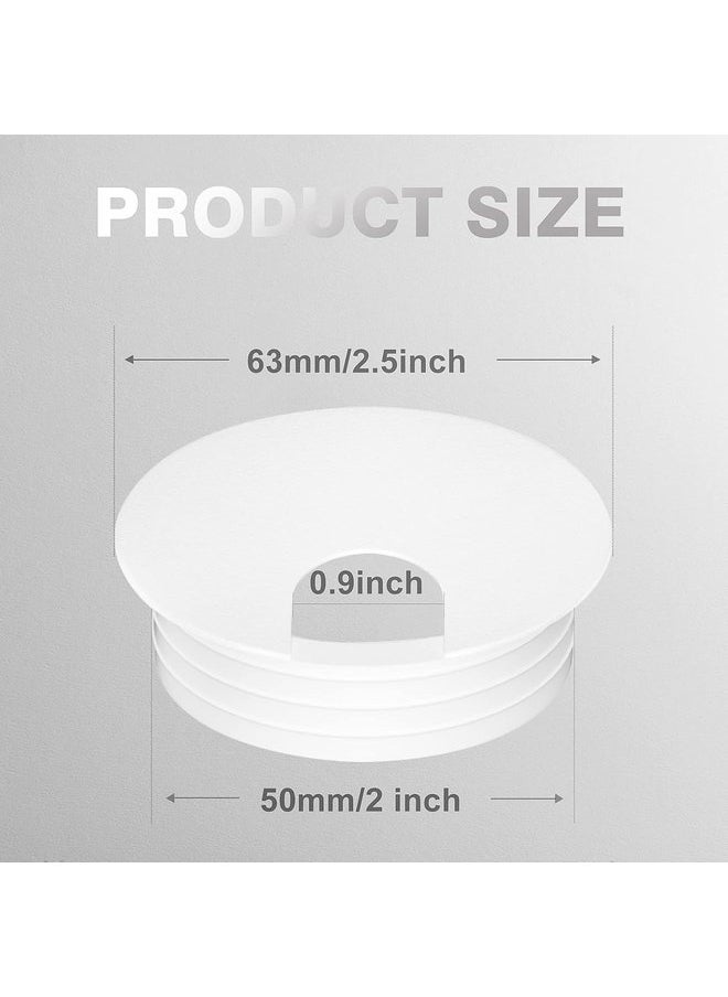 Oasisgalore - 2 Inch 6 Pcs Desk Grommets Kit, White Hole Covers, Plastic Grommet for Wiring, Cable, Cord, Furniture - Image 1