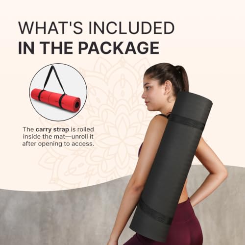 CULT Premium TPE Yoga Mat with Alignment Marks – 6mm Thick Non-Slip Exercise & Pilates Mat for Men & Women, Eco-Friendly, Sweat-Resistant with Carry Strap – Red - Image 5