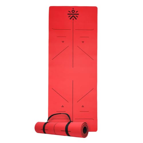 CULT Premium TPE Yoga Mat with Alignment Marks – 6mm Thick Non-Slip Exercise & Pilates Mat for Men & Women, Eco-Friendly, Sweat-Resistant with Carry Strap – Red - Image 1
