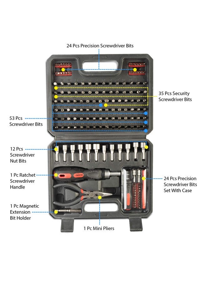 AGARO Chrome Vanadium Steel Screwdriver and Bit Set with Carry Box- 151 Pieces (Black) - Image 3