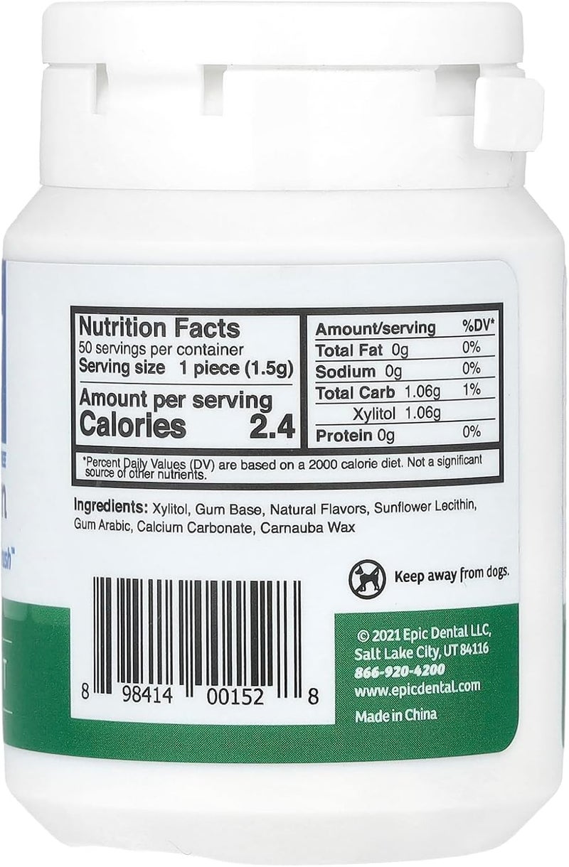 Epic Dental Sugar-Free Xylitol Gum - Spearmint Flavor, 50 Pieces - Image 2