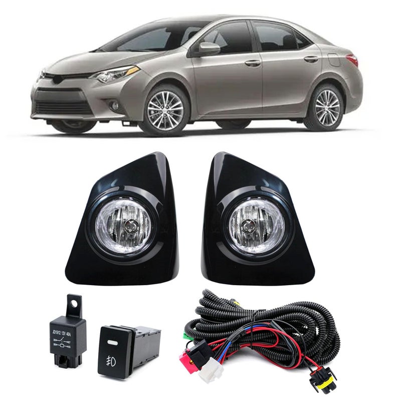 LEVANLIGHT Fog Lights Assembly Compatible For 2014 2015 2016 Toyota Corolla S SE Front Bumper Fog Light Driving Lamps wH16 BulbSwitchClear Lens 8148202470 8148102480