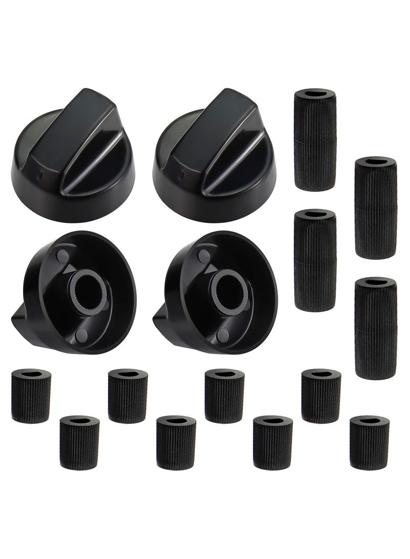 SYOSI 4 Pack Black Universal Control Knobs, with 4 x Long adapters and 8 x Short adapters, Compatible for Oven Stove Range - Universal Stove Knobs - Wide Range of Availability (Black) - Image 1