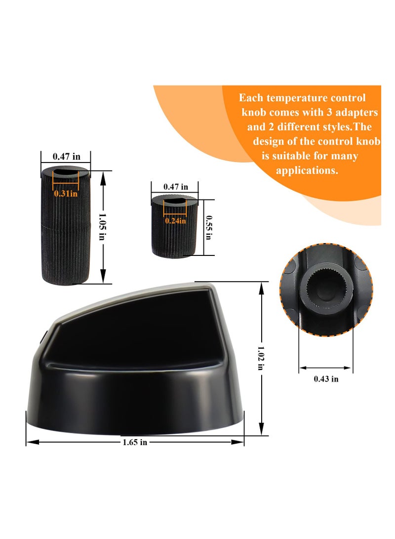 SYOSI 4 Pack Black Universal Control Knobs, with 4 x Long adapters and 8 x Short adapters, Compatible for Oven Stove Range - Universal Stove Knobs - Wide Range of Availability (Black) - Image 2