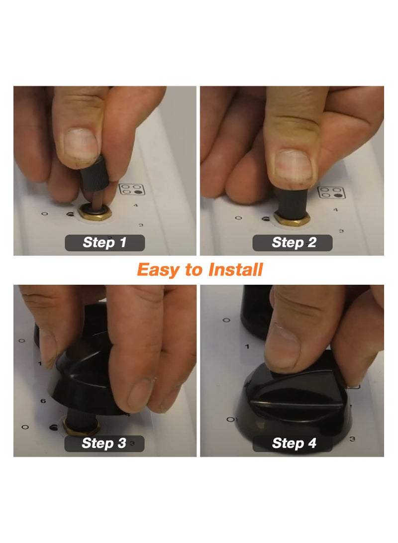 SYOSI 4 Pack Black Universal Control Knobs, with 4 x Long adapters and 8 x Short adapters, Compatible for Oven Stove Range - Universal Stove Knobs - Wide Range of Availability (Black) - Image 5