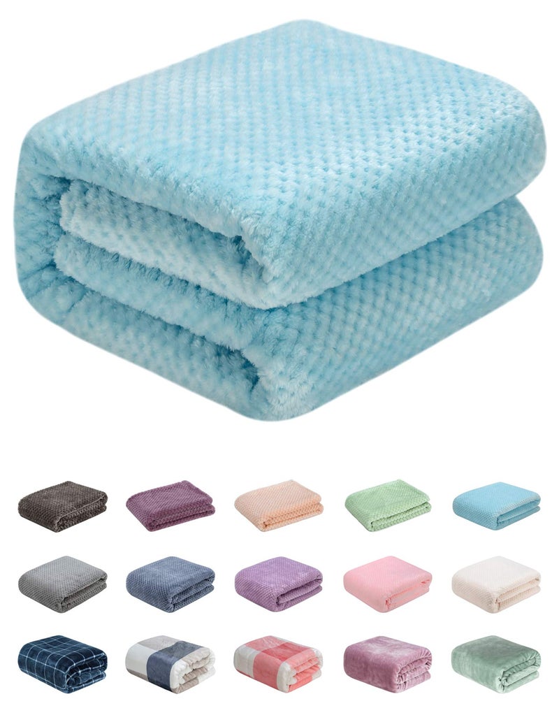 Fuzzy Throw Blanket Plush Fleece Blankets for Adults Toddler Boys and Girls Warm Soft Blankets and Throws for Bed Couch Sofa Travel and Outdoor Camping Throw50x70 LIce Blue