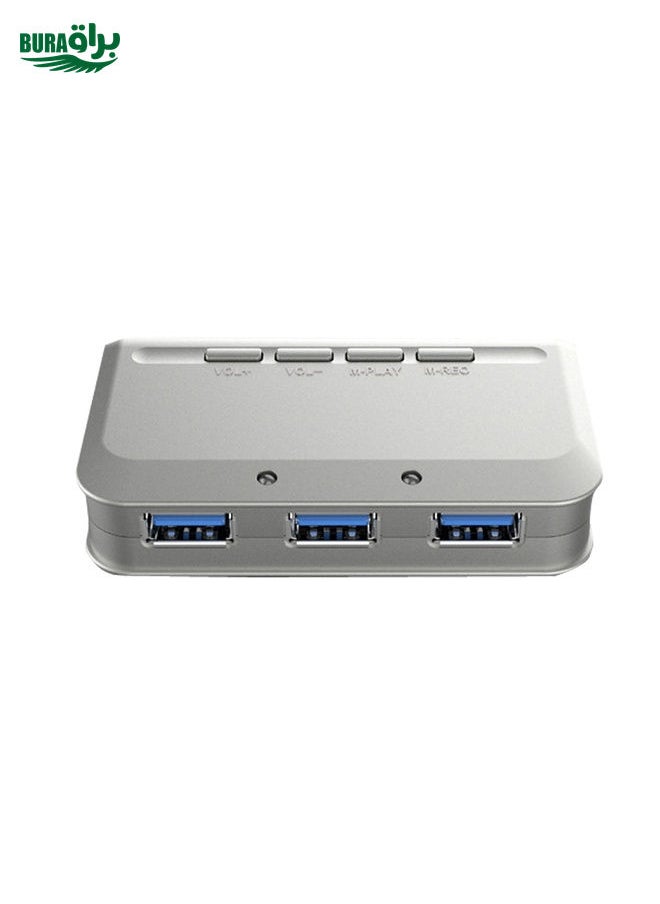 BURAQ MB-103 USB 3.1 Three-Port Drive-Free HUB + 7.1 Voice Changer Sound Card High-Speed Docking Station, PS5 Voice Changer Sound Card Compatible with PS4 Headset, Cable Length: 1.2m(1 to 3)  - Image 2