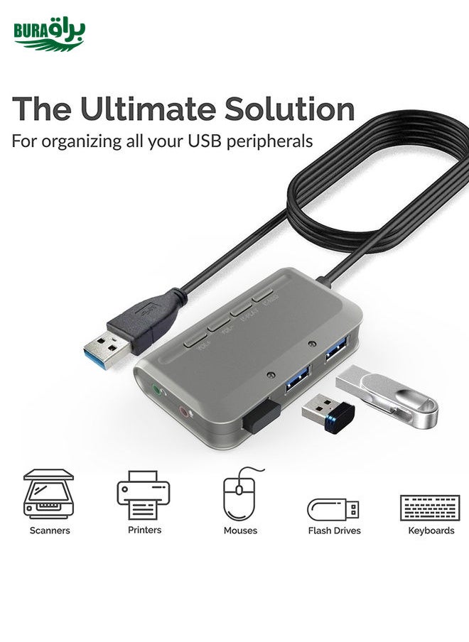 BURAQ MB-103 USB 3.1 Three-Port Drive-Free HUB + 7.1 Voice Changer Sound Card High-Speed Docking Station, PS5 Voice Changer Sound Card Compatible with PS4 Headset, Cable Length: 1.2m(1 to 3)  - Image 3