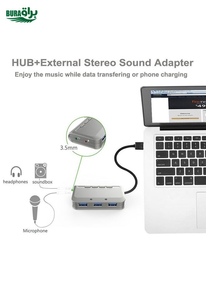 BURAQ MB-103 USB 3.1 Three-Port Drive-Free HUB + 7.1 Voice Changer Sound Card High-Speed Docking Station, PS5 Voice Changer Sound Card Compatible with PS4 Headset, Cable Length: 1.2m(1 to 3)  - Image 5
