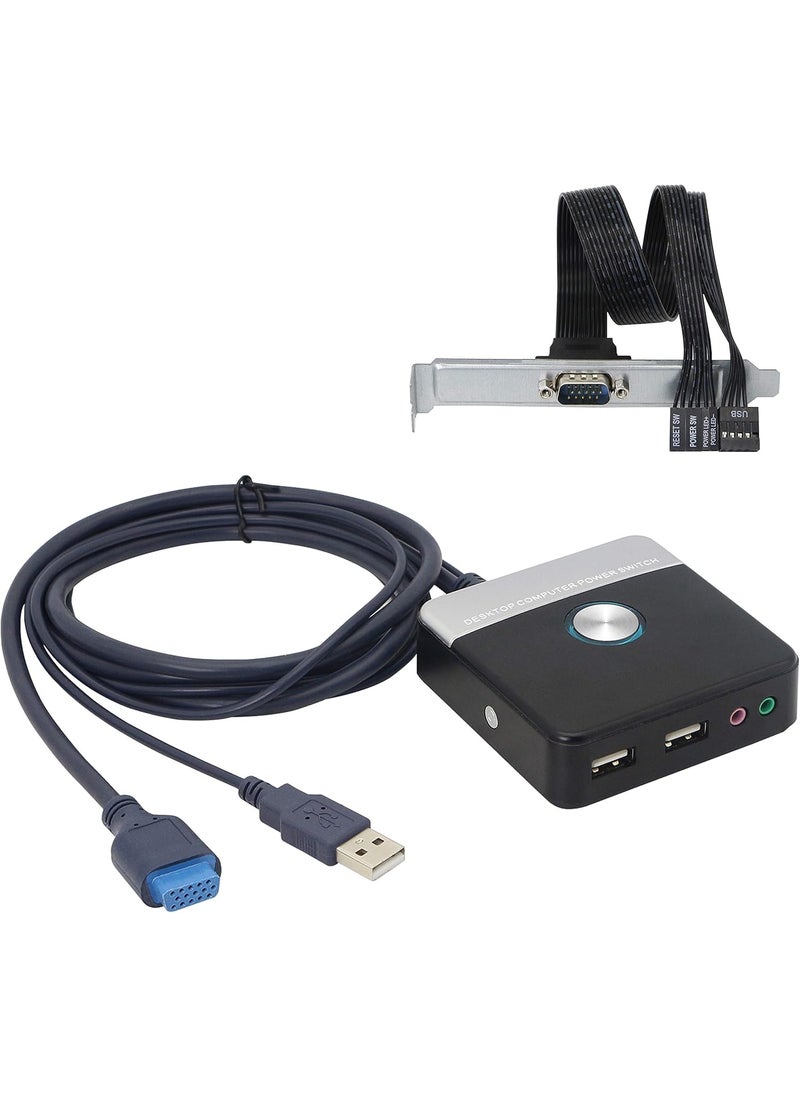 GELRHONR Reset HDD Button SwitchGELRHONR Desktop PC Computer Case Power Supply Supplies onOff with Dual USB PortsAudio Ports and Reset HDD Push Button Switch for Home Office Internet CafesCable 120CM  - Image 1
