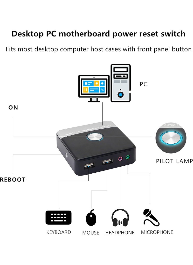 GELRHONR Reset HDD Button SwitchGELRHONR Desktop PC Computer Case Power Supply Supplies onOff with Dual USB PortsAudio Ports and Reset HDD Push Button Switch for Home Office Internet CafesCable 120CM  - Image 2