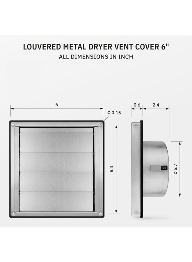 calimaero ® VKE 150mm Inch Stainless Steel External Air Vent Louvre Gravity Flap Grille - Image 2