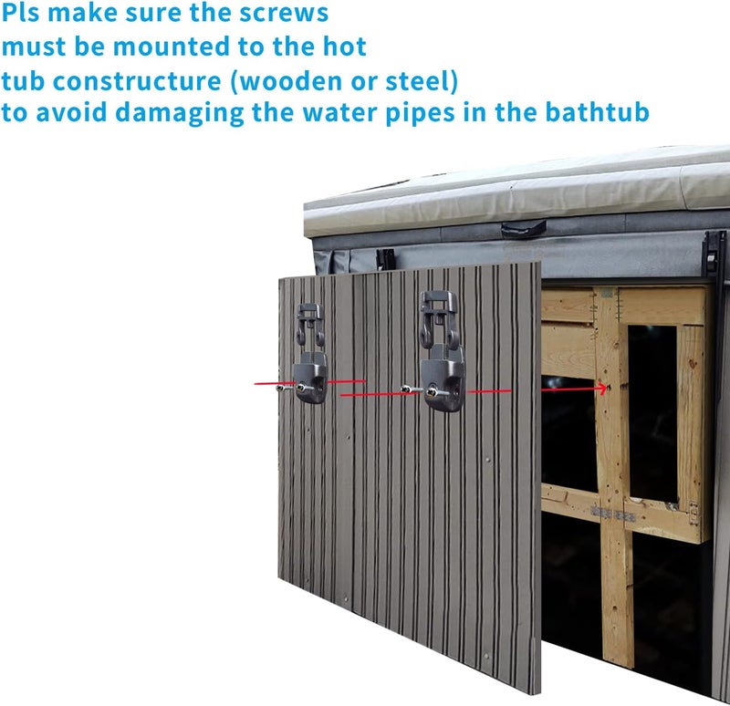 UCEDER 2 PCS Heavy Duty Hot Tub Cover Wind Straps FITS Most SPAS Locks Adjustable Length 67"~116" (Black, 9.5 Ft) - Image 2