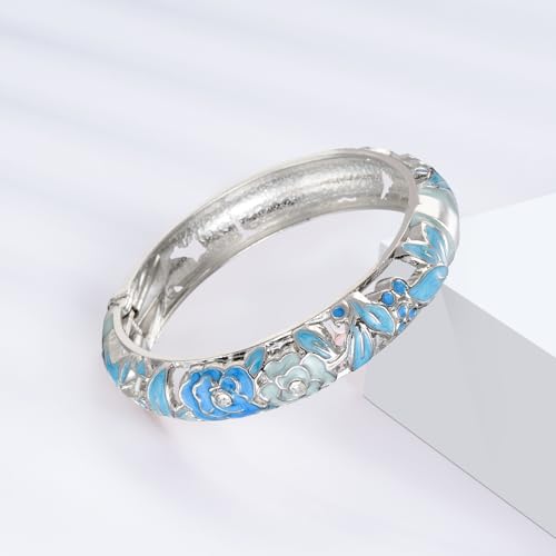 wynameleri Enamel Bracelet Bangles Set of 2 Light Blue for Women - Image 5