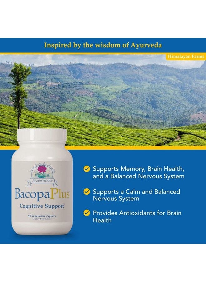 Ayush Herbs - Bacopa Plus Herbal Ginkgo Biloba Supplement For Memory And Nervous System Support Brain Supplement 90 Vegetarian Capsules - Image 1