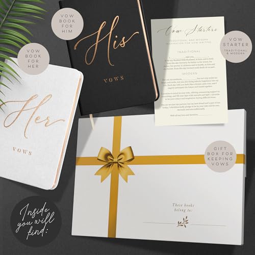ARTESORI Vow Books His and Hers - Linen Wedding Vow Books Perfect as Bride & Groom Gifts, Wedding Registry Ideas - His & Hers Gifts Wedding Vow Book - Wedding Essentials & Accessories [White & Black] - Image 2