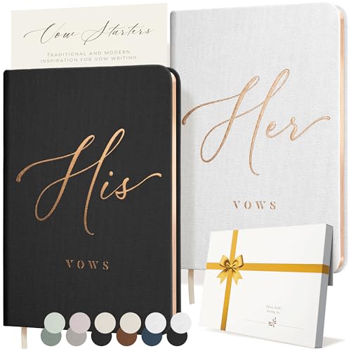 ARTESORI Vow Books His and Hers - Linen Wedding Vow Books Perfect as Bride & Groom Gifts, Wedding Registry Ideas - His & Hers Gifts Wedding Vow Book - Wedding Essentials & Accessories [White & Black] - Image 1