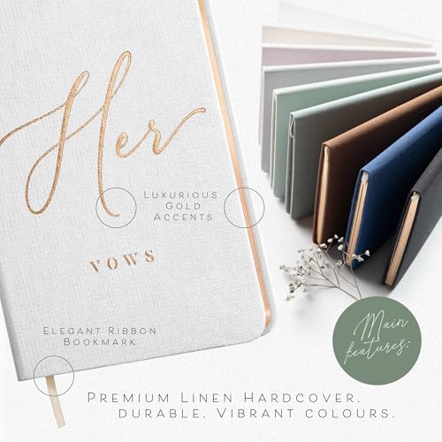ARTESORI Vow Books His and Hers - Linen Wedding Vow Books Perfect as Bride & Groom Gifts, Wedding Registry Ideas - His & Hers Gifts Wedding Vow Book - Wedding Essentials & Accessories [White & Black] - Image 4