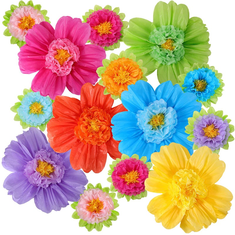 TaoBary Large Colorful Tissue Paper Flowers 20"" Giant Fiesta Paper Flowers Pom Paper Flowers Mexican Carnival Party Wall Backdrop Decoration for Wedding Birthday (Rainbow Color 48 Pieces) - Image 1