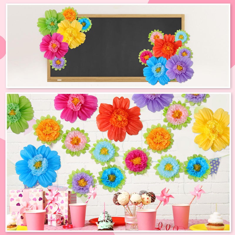 TaoBary Large Colorful Tissue Paper Flowers 20"" Giant Fiesta Paper Flowers Pom Paper Flowers Mexican Carnival Party Wall Backdrop Decoration for Wedding Birthday (Rainbow Color 48 Pieces) - Image 5