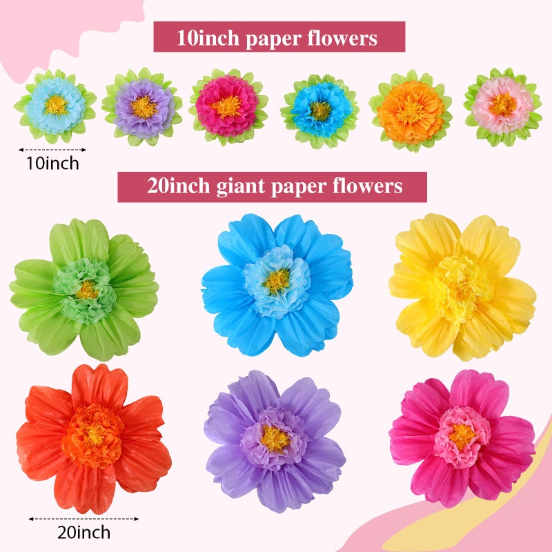 TaoBary Large Colorful Tissue Paper Flowers 20"" Giant Fiesta Paper Flowers Pom Paper Flowers Mexican Carnival Party Wall Backdrop Decoration for Wedding Birthday (Rainbow Color 48 Pieces) - Image 2
