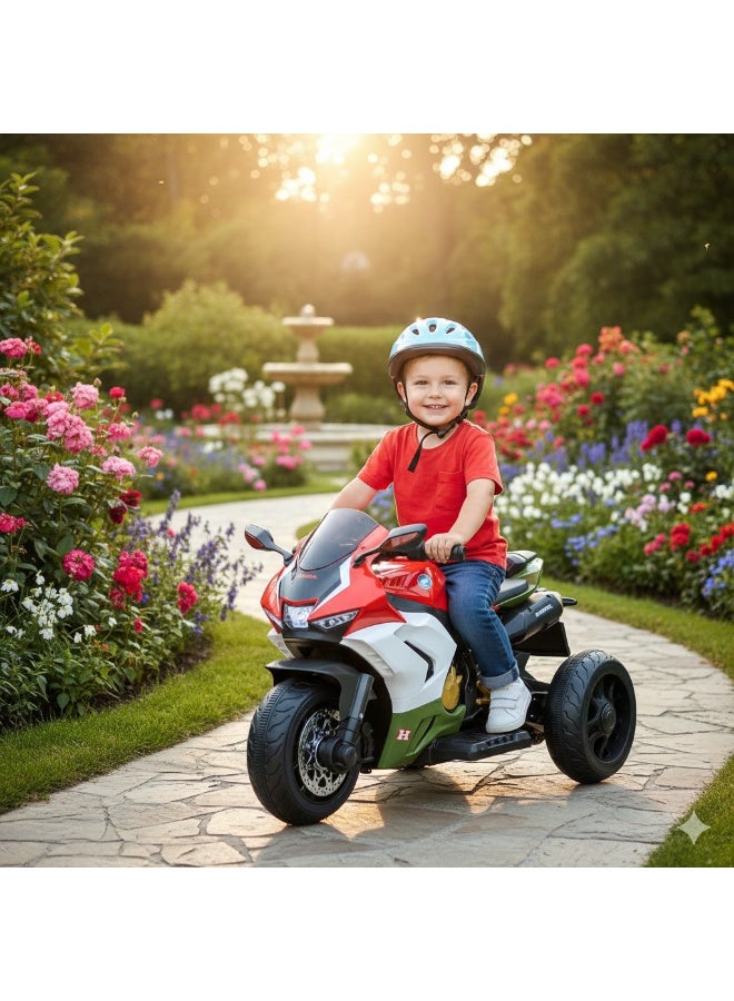 DEHKAH Kids' Electric Ride-On Motorcycle Trike, 6V 4AH Battery, 380W Motor, 3-Wheel Design with LED Lights & Music - Image 2