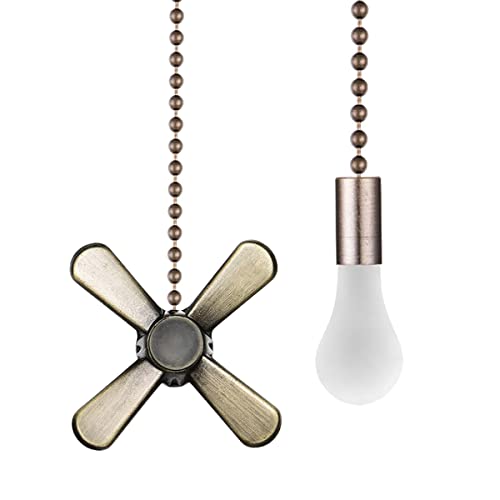 SmoTecQ SmoTecQ Ceiling Fan Pull Chain Extender with Decorative Frosted Glass Bulb and Fan Cord Fit All Standard 3mm Diameter Ceiling Fans and Light Fixtures Factory Pull Bronze 