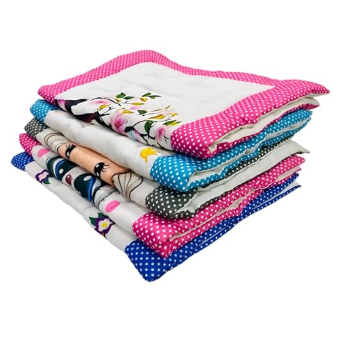 RUMPES New Born Baby Godadi Pack of 5 Combo Set Soft Cotton Godi Godari Baby Bed Crib Sheet Cartoon Mat Bedding Set 20x30 Inches Multicolor 250 Thread Count - Image 1