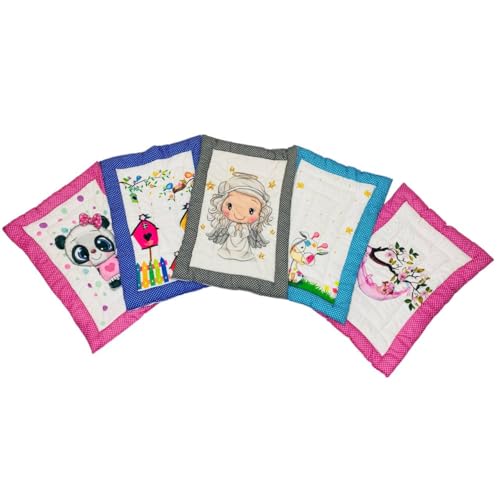 RUMPES New Born Baby Godadi Pack of 5 Combo Set Soft Cotton Godi Godari Baby Bed Crib Sheet Cartoon Mat Bedding Set 20x30 Inches Multicolor 250 Thread Count - Image 2