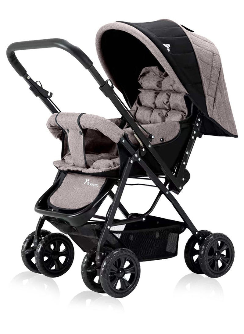 TEKNUM - Reversible Look At Me Baby Stroller With Wide Seat And Stylish Canopy - Khaki - Image 1
