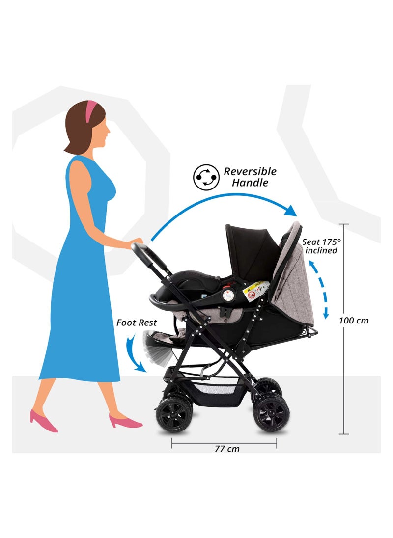 TEKNUM - Reversible Look At Me Baby Stroller With Wide Seat And Stylish Canopy - Khaki - Image 1