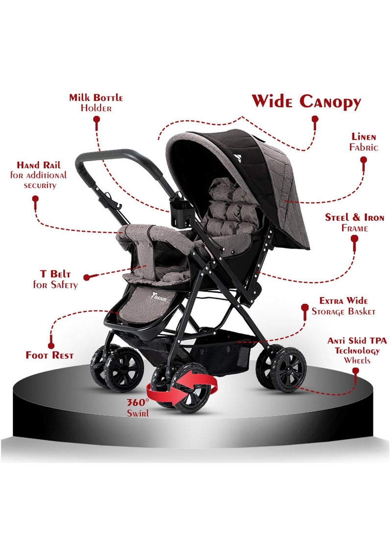 TEKNUM - Reversible Look At Me Baby Stroller With Wide Seat And Stylish Canopy - Khaki - Image 1