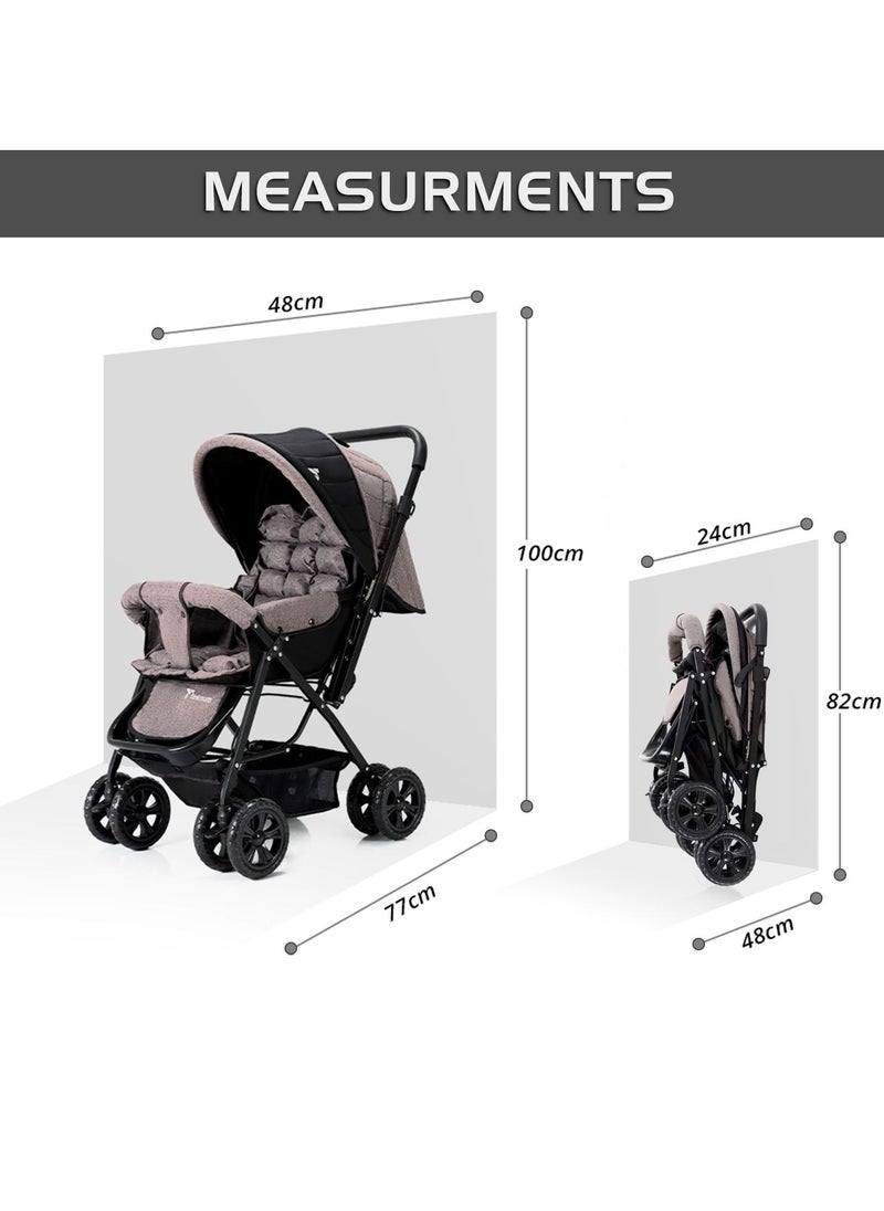 TEKNUM - Reversible Look At Me Baby Stroller With Wide Seat And Stylish Canopy - Khaki - Image 1