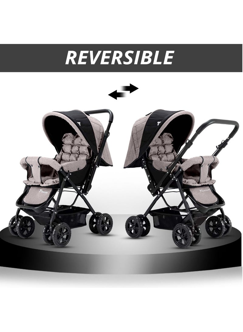 TEKNUM - Reversible Look At Me Baby Stroller With Wide Seat And Stylish Canopy - Khaki - Image 1