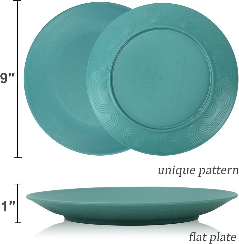 Wrova Wheat Straw Dinner Plates 9 Inch Unbreakable Set of 8  Dishwasher  Microwave Safe Plastic Plates Reusable  Lightweight Plates for KitchenCampingApartmentDormRVParty  Colorful - Image 3
