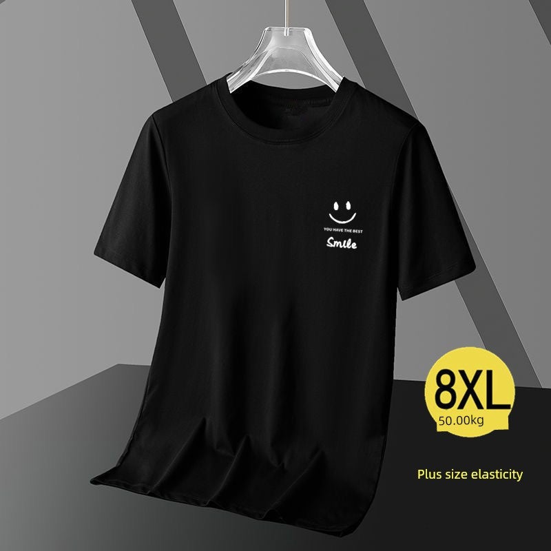 summer plus size short-sleeved men's t-shirt summer thin fat loose elastic breathable half-sleeved top worn as a base T-shirt - Image 2