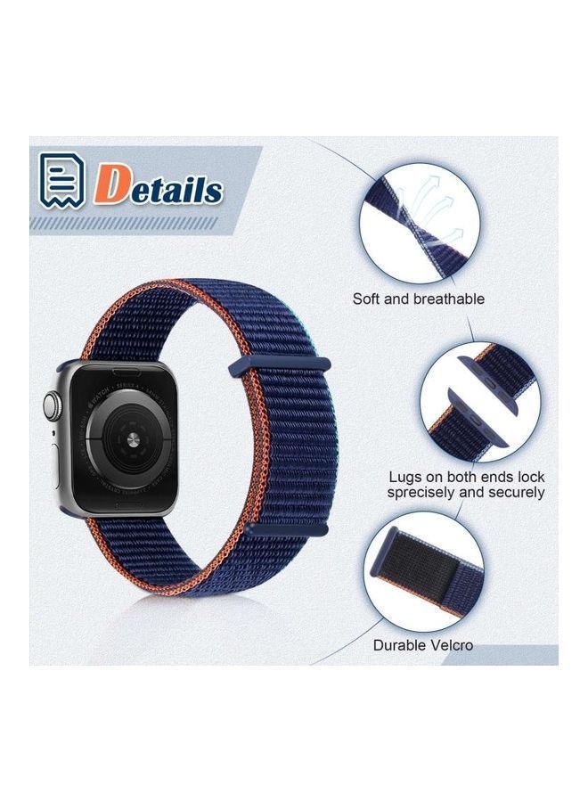 NIBEMINENT Hook And Loop Fastener Dual Section Replacement Watchband For Apple Watch Series 7/6/5/4/3/2/1/SE 45/44/42mm Dark Black - Image 4